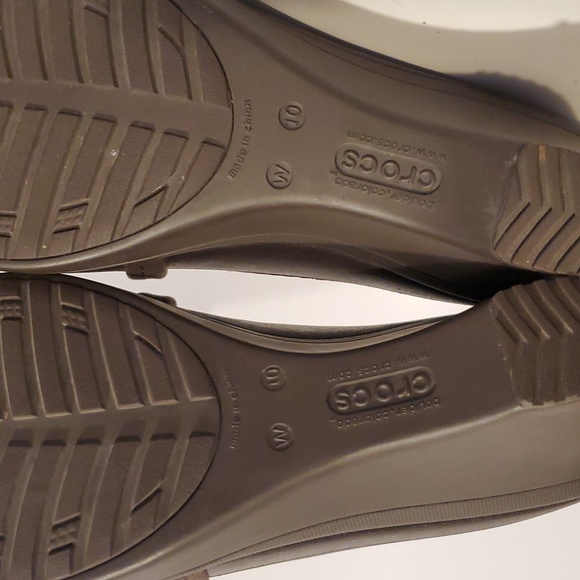 Crocs Ginger Mary Jane Wedge Heels Slip On In Brown Size 10 - Picture 9 of 12